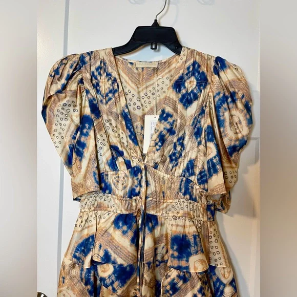 NWT ULLA JOHNSON Zita Silk Ruffled Minidress Size 8 Color: Fossil; 100% Silk - Picture 7 of 7